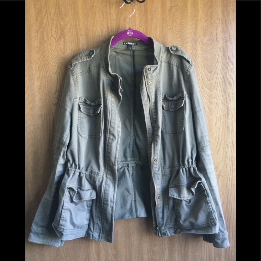 Express olive green utility jacket